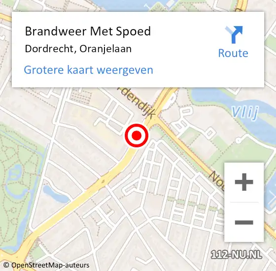 Locatie op kaart van de 112 melding: Brandweer Met Spoed Naar Dordrecht, Oranjelaan op 3 juni 2018 19:36