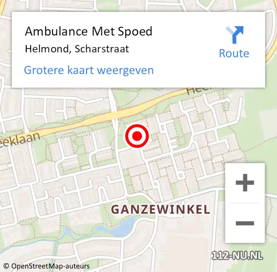 Locatie op kaart van de 112 melding: Ambulance Met Spoed Naar Helmond, Scharstraat op 3 juni 2018 22:37