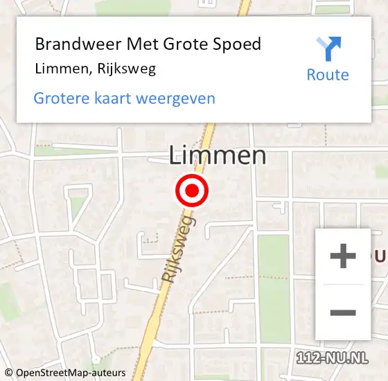 Locatie op kaart van de 112 melding: Brandweer Met Grote Spoed Naar Limmen, Rijksweg op 3 juni 2018 23:35