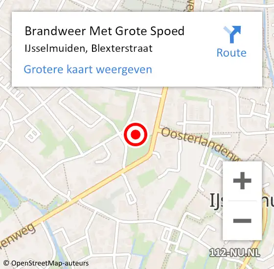Locatie op kaart van de 112 melding: Brandweer Met Grote Spoed Naar IJsselmuiden, Blexterstraat op 4 juni 2018 03:26