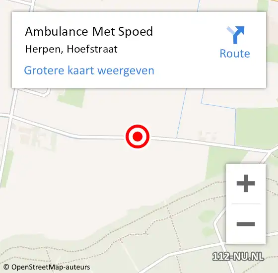 Locatie op kaart van de 112 melding: Ambulance Met Spoed Naar Herpen, Hoefstraat op 4 juni 2018 06:36