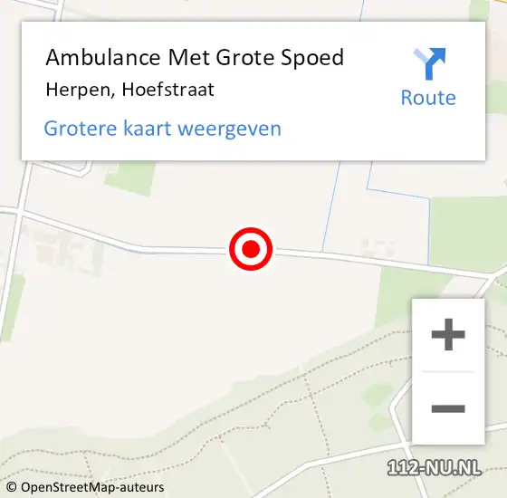 Locatie op kaart van de 112 melding: Ambulance Met Grote Spoed Naar Herpen, Hoefstraat op 4 juni 2018 06:48