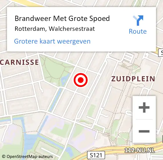 Locatie op kaart van de 112 melding: Brandweer Met Grote Spoed Naar Rotterdam, Walchersestraat op 4 juni 2018 11:37