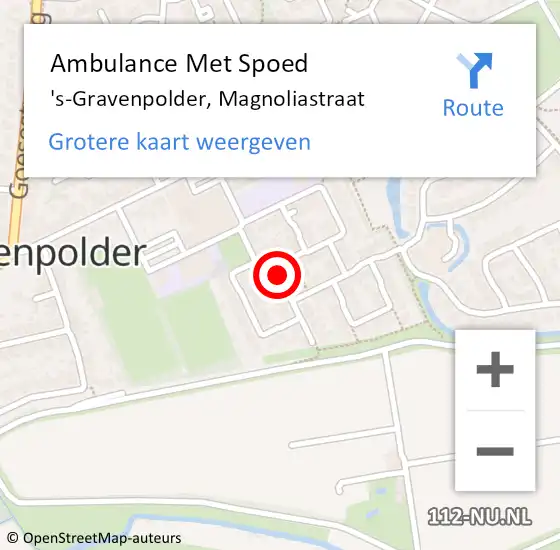 Locatie op kaart van de 112 melding: Ambulance Met Spoed Naar 's-Gravenpolder, Magnoliastraat op 4 juni 2018 15:11