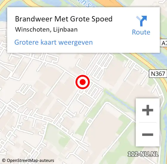 Locatie op kaart van de 112 melding: Brandweer Met Grote Spoed Naar Winschoten, Lijnbaan op 4 juni 2018 15:16