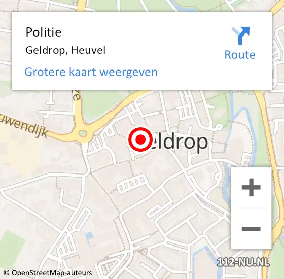 Locatie op kaart van de 112 melding: Politie Geldrop, Heuvel op 4 juni 2018 16:41