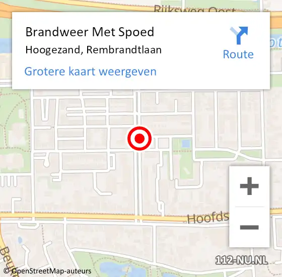 Locatie op kaart van de 112 melding: Brandweer Met Spoed Naar Hoogezand, Rembrandtlaan op 4 juni 2018 17:20
