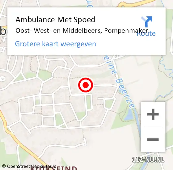 Locatie op kaart van de 112 melding: Ambulance Met Spoed Naar Oost- West- en Middelbeers, Pompenmaker op 4 juni 2018 19:53