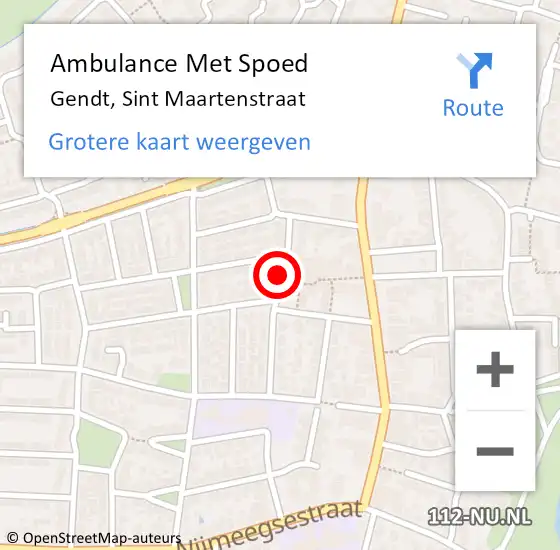 Locatie op kaart van de 112 melding: Ambulance Met Spoed Naar Gendt, Sint Maartenstraat op 4 juni 2018 20:35