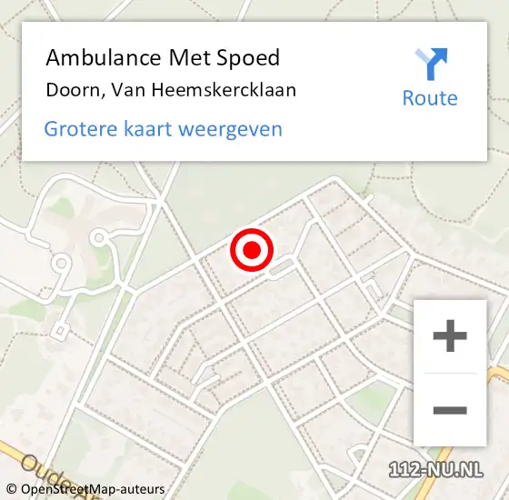 Locatie op kaart van de 112 melding: Ambulance Met Spoed Naar Doorn, Van Heemskercklaan op 4 juni 2018 23:12