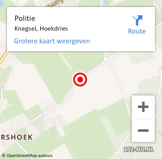 Locatie op kaart van de 112 melding: Politie Knegsel, Hoekdries op 5 juni 2018 05:19