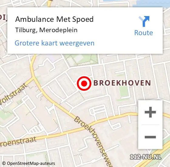 Locatie op kaart van de 112 melding: Ambulance Met Spoed Naar Tilburg, Merodeplein op 5 juni 2018 13:30