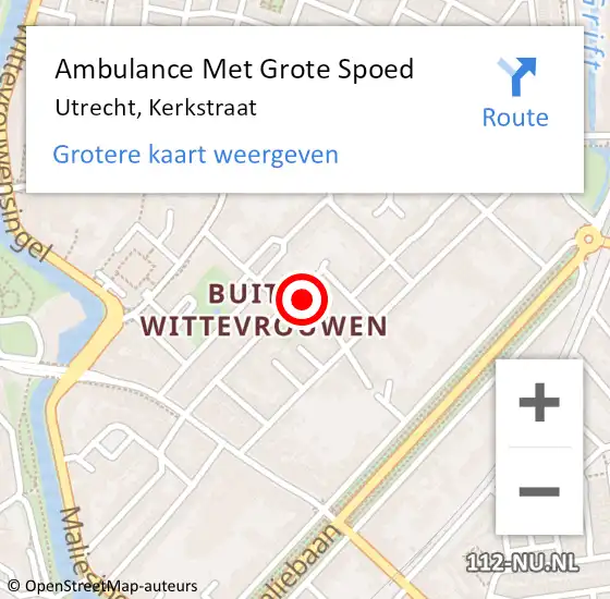 Locatie op kaart van de 112 melding: Ambulance Met Grote Spoed Naar Utrecht, Kerkstraat op 5 juni 2018 16:01