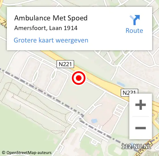 Locatie op kaart van de 112 melding: Ambulance Met Spoed Naar Amersfoort, Laan 1914 op 5 juni 2018 18:16