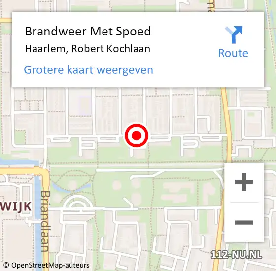 Locatie op kaart van de 112 melding: Brandweer Met Spoed Naar Haarlem, Robert Kochlaan op 5 juni 2018 19:20