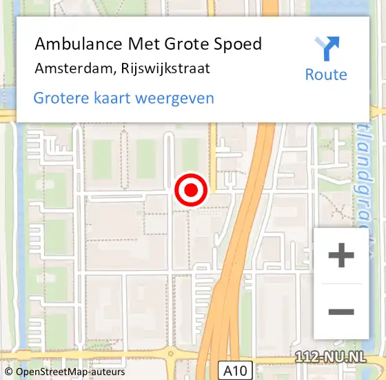 Locatie op kaart van de 112 melding: Ambulance Met Grote Spoed Naar Amsterdam, Rijswijkstraat op 5 juni 2018 20:40