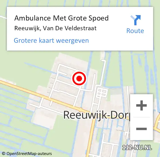 Locatie op kaart van de 112 melding: Ambulance Met Grote Spoed Naar Reeuwijk, Van De Veldestraat op 26 februari 2014 20:58