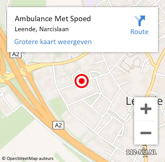 Locatie op kaart van de 112 melding: Ambulance Met Spoed Naar Leende, Narcislaan op 6 juni 2018 05:59
