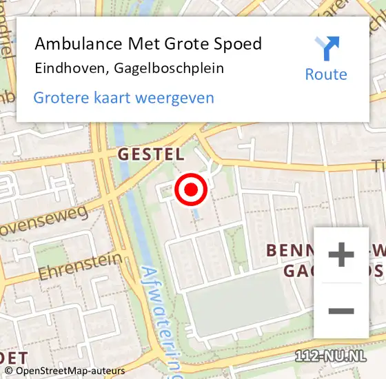 Locatie op kaart van de 112 melding: Ambulance Met Grote Spoed Naar Eindhoven, Gagelboschplein op 6 juni 2018 08:53