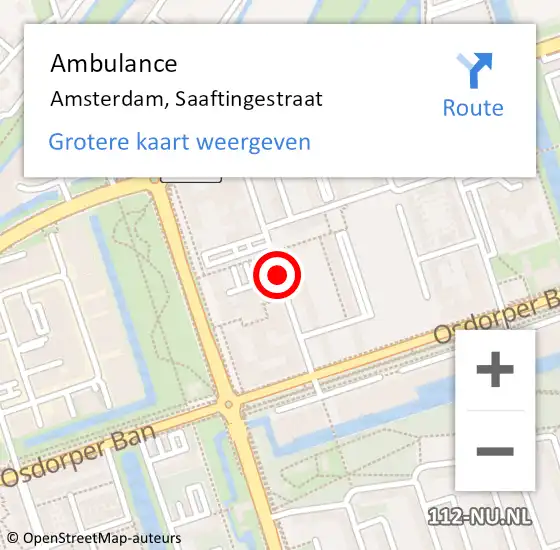 Locatie op kaart van de 112 melding: Ambulance Amsterdam, Saaftingestraat op 6 juni 2018 09:30