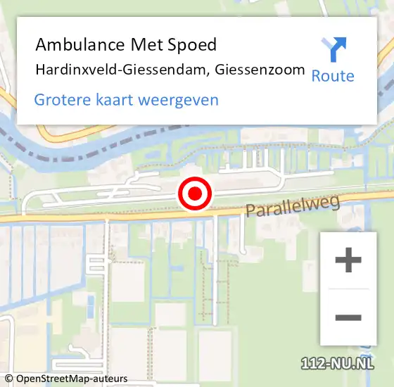 Locatie op kaart van de 112 melding: Ambulance Met Spoed Naar Hardinxveld-Giessendam, Giessenzoom op 6 juni 2018 09:56