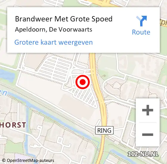 Locatie op kaart van de 112 melding: Brandweer Met Grote Spoed Naar Apeldoorn, De Voorwaarts op 6 juni 2018 12:13
