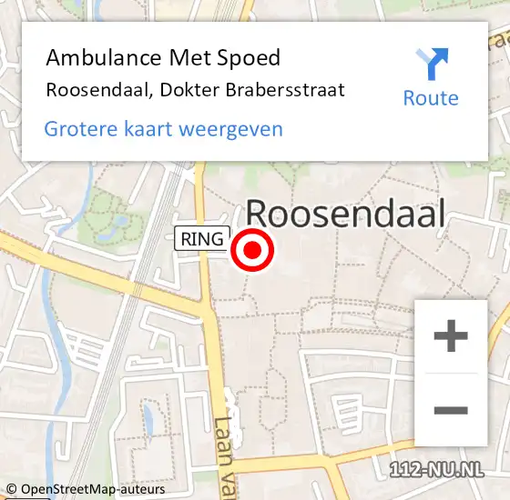 Locatie op kaart van de 112 melding: Ambulance Met Spoed Naar Roosendaal, Dokter Brabersstraat op 6 juni 2018 13:02