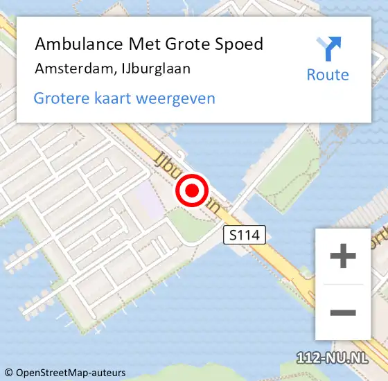 Locatie op kaart van de 112 melding: Ambulance Met Grote Spoed Naar Amsterdam, IJburglaan op 6 juni 2018 14:35