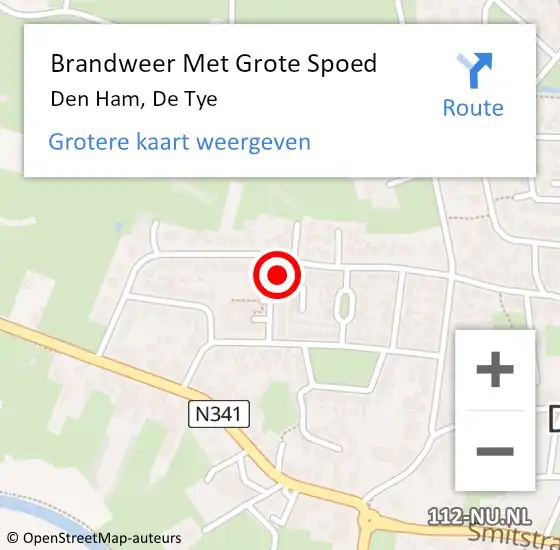 Locatie op kaart van de 112 melding: Brandweer Met Grote Spoed Naar Den Ham, De Tye op 26 februari 2014 22:57