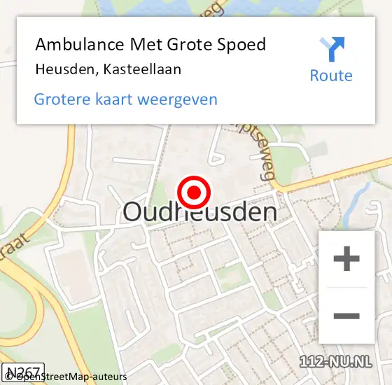 Locatie op kaart van de 112 melding: Ambulance Met Grote Spoed Naar Heusden, Kasteellaan op 6 juni 2018 16:40