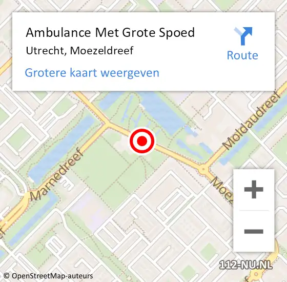 Locatie op kaart van de 112 melding: Ambulance Met Grote Spoed Naar Utrecht, Moezeldreef op 6 juni 2018 20:09