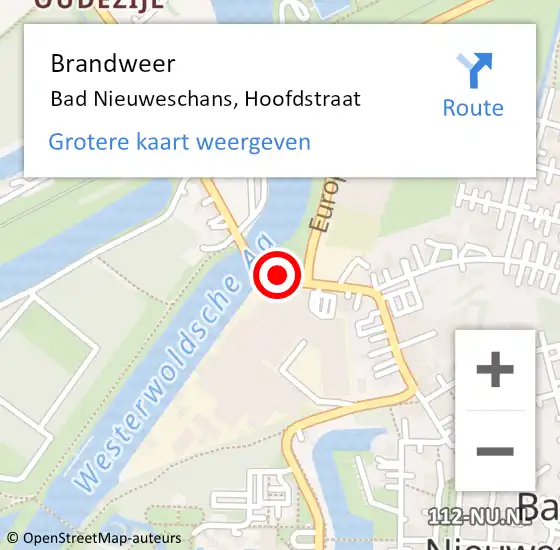 Locatie op kaart van de 112 melding: Brandweer Bad Nieuweschans, Hoofdstraat op 6 juni 2018 20:34