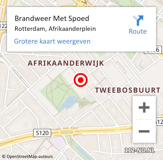 Locatie op kaart van de 112 melding: Brandweer Met Spoed Naar Rotterdam, Afrikaanderplein op 6 juni 2018 23:10