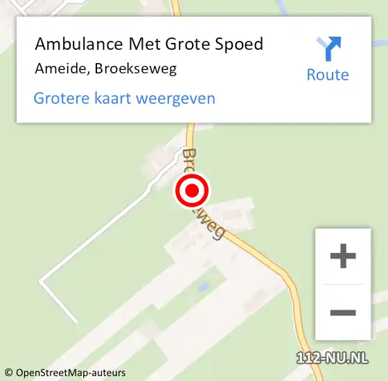Locatie op kaart van de 112 melding: Ambulance Met Grote Spoed Naar Ameide, Broekseweg op 7 juni 2018 08:07