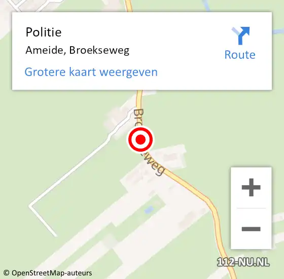 Locatie op kaart van de 112 melding: Politie Ameide, Broekseweg op 7 juni 2018 08:16