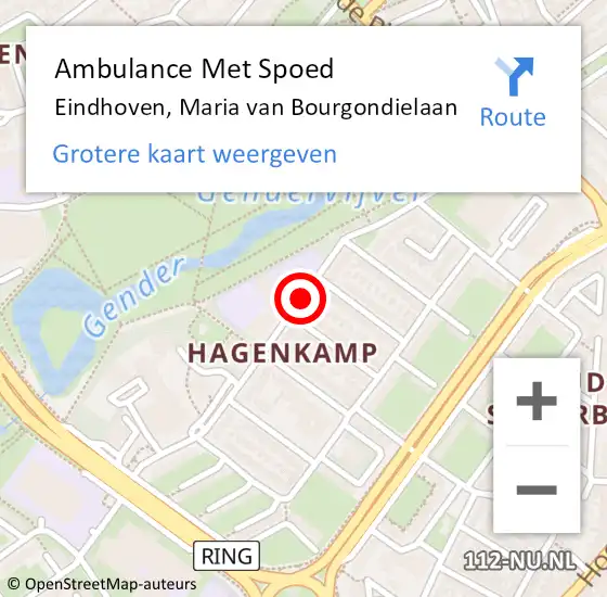 Locatie op kaart van de 112 melding: Ambulance Met Spoed Naar Eindhoven, Maria van Bourgondielaan op 7 juni 2018 08:19