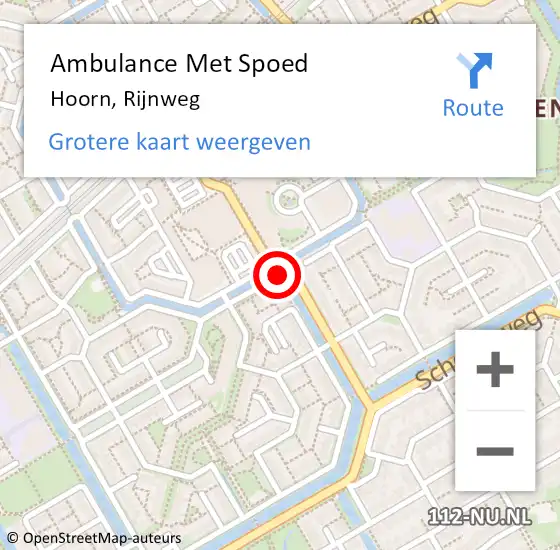 Locatie op kaart van de 112 melding: Ambulance Met Spoed Naar Hoorn, Rijnweg op 7 juni 2018 14:40