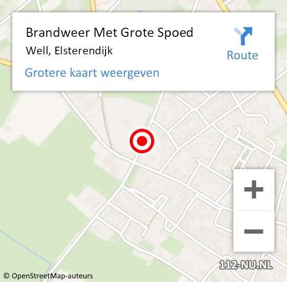 Locatie op kaart van de 112 melding: Brandweer Met Grote Spoed Naar Well, Elsterendijk op 7 juni 2018 16:10