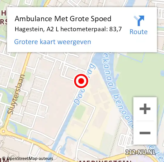 Locatie op kaart van de 112 melding: Ambulance Met Grote Spoed Naar Hagestein, A2 L hectometerpaal: 83,7 op 7 juni 2018 16:55