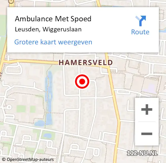 Locatie op kaart van de 112 melding: Ambulance Met Spoed Naar Leusden, Wiggeruslaan op 7 juni 2018 17:04