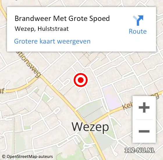 Locatie op kaart van de 112 melding: Brandweer Met Grote Spoed Naar Wezep, Hulststraat op 7 juni 2018 17:26