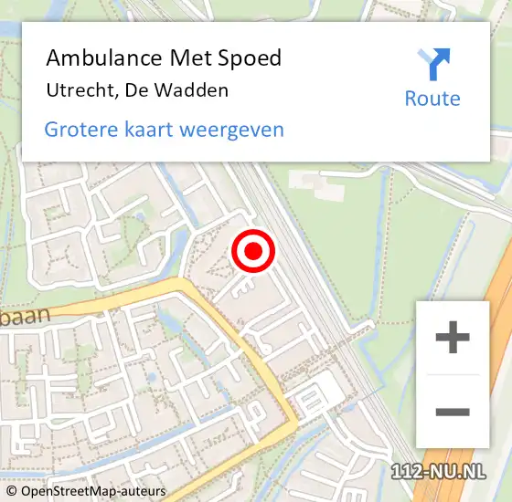 Locatie op kaart van de 112 melding: Ambulance Met Spoed Naar Utrecht, De Wadden op 7 juni 2018 17:32