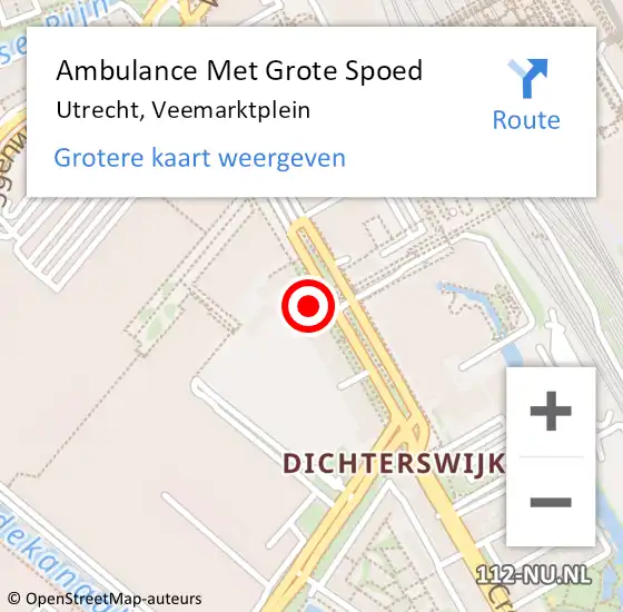 Locatie op kaart van de 112 melding: Ambulance Met Grote Spoed Naar Utrecht, Veemarktplein op 7 juni 2018 18:35