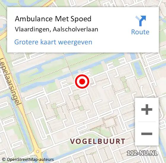 Locatie op kaart van de 112 melding: Ambulance Met Spoed Naar Vlaardingen, Aalscholverlaan op 7 juni 2018 20:15