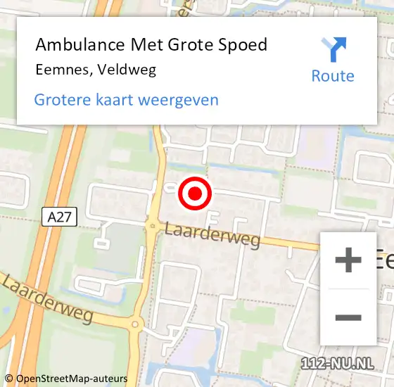 Locatie op kaart van de 112 melding: Ambulance Met Grote Spoed Naar Eemnes, Veldweg op 7 juni 2018 21:17