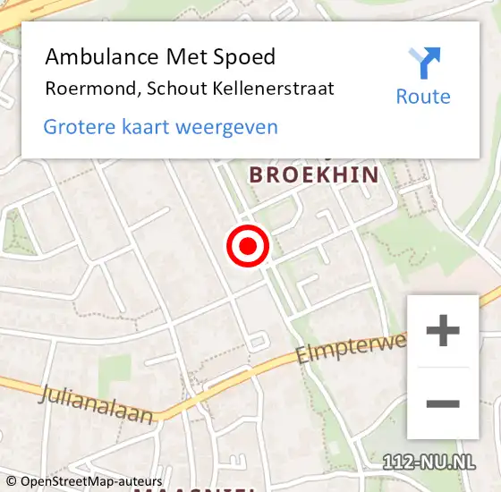 Locatie op kaart van de 112 melding: Ambulance Met Spoed Naar Roermond, Schout Kellenerstraat op 8 juni 2018 03:30