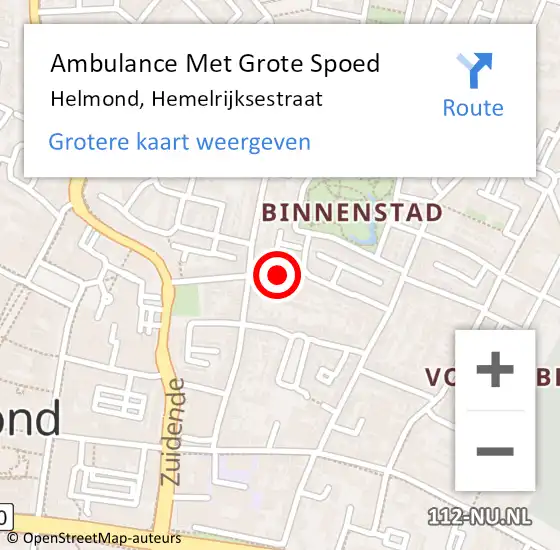 Locatie op kaart van de 112 melding: Ambulance Met Grote Spoed Naar Helmond, Hemelrijksestraat op 8 juni 2018 04:14