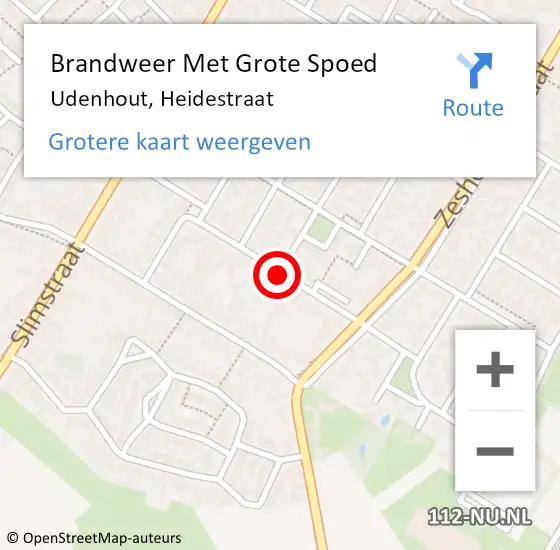 Locatie op kaart van de 112 melding: Brandweer Met Grote Spoed Naar Udenhout, Heidestraat op 8 juni 2018 10:20