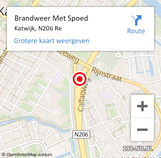 Locatie op kaart van de 112 melding: Brandweer Met Spoed Naar Katwijk, N206 Re op 8 juni 2018 11:56