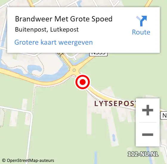 Locatie op kaart van de 112 melding: Brandweer Met Grote Spoed Naar Buitenpost, Lutkepost op 8 juni 2018 12:39